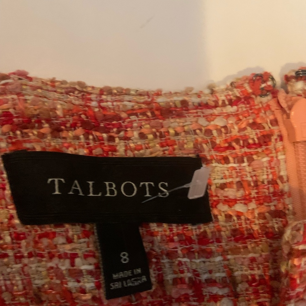 Talbots Pink Orange Red Tweed Sheath Dress Sleeveless Women’s Size 8 NWT - Picture 3 of 10
